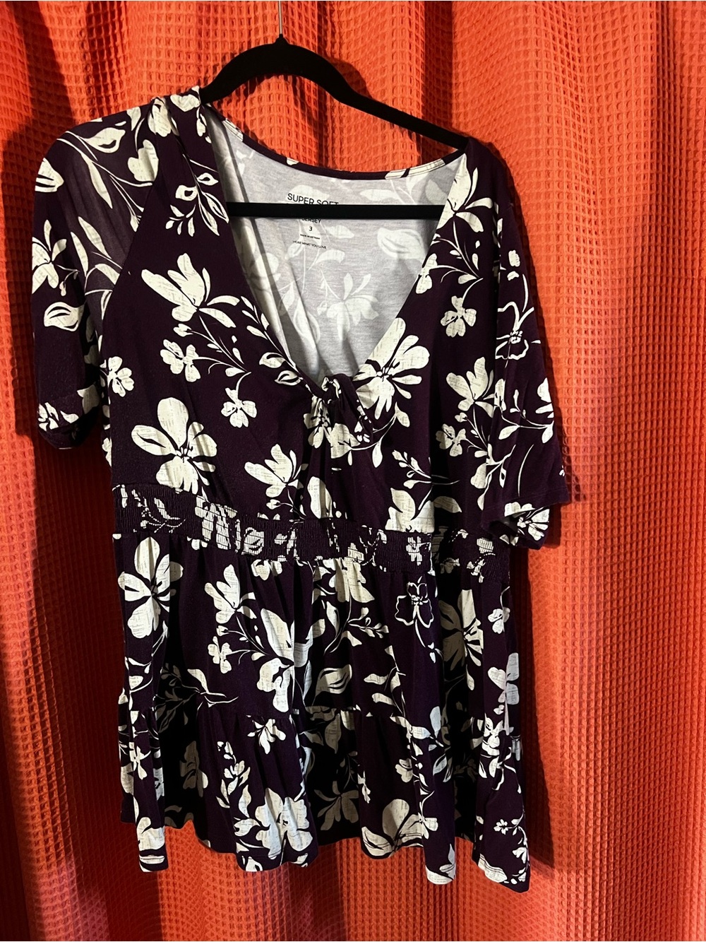 torrid Purple Floral Tie-Front Peplum Top
